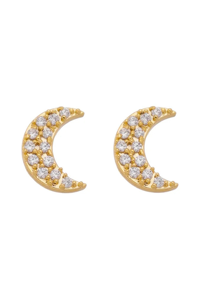 18k Gold Plated Crescent Moon Stud Earring