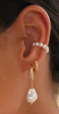 18k Gold Plated Elegant Pearl Drop with Zirconia
