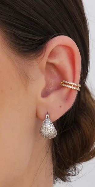 18k Gold / Rhodium Plated Micro Pave CZ Hoop Earrings