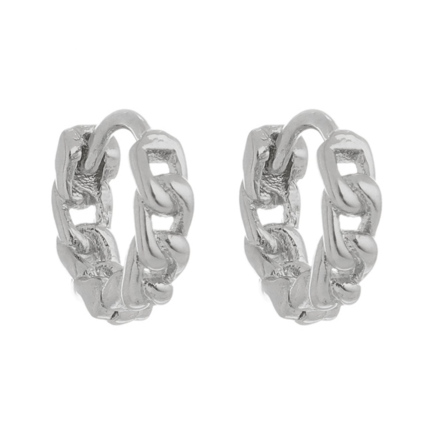 18k Gold / Rhodium Plated Mini Chain Link Hoop