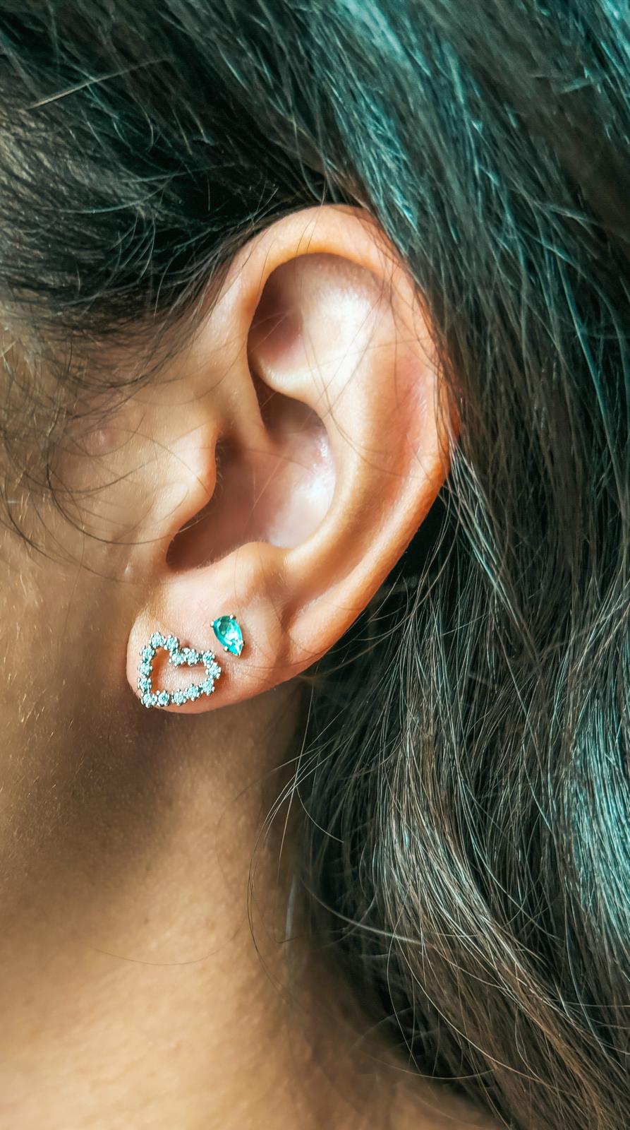 Rhodium Plated Studded Heart Earring