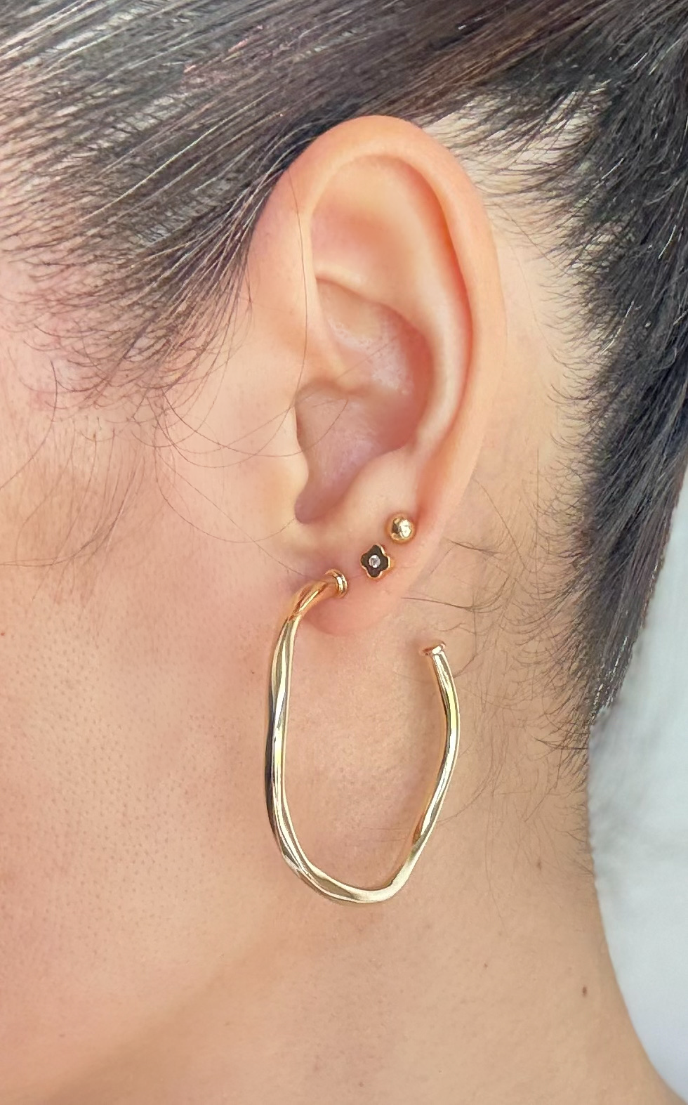 18k Gold Plated Modern Organic Hoop Earring