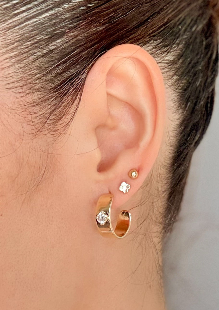 18K Gold Plated Hoop Earring with Cubic Zirconia