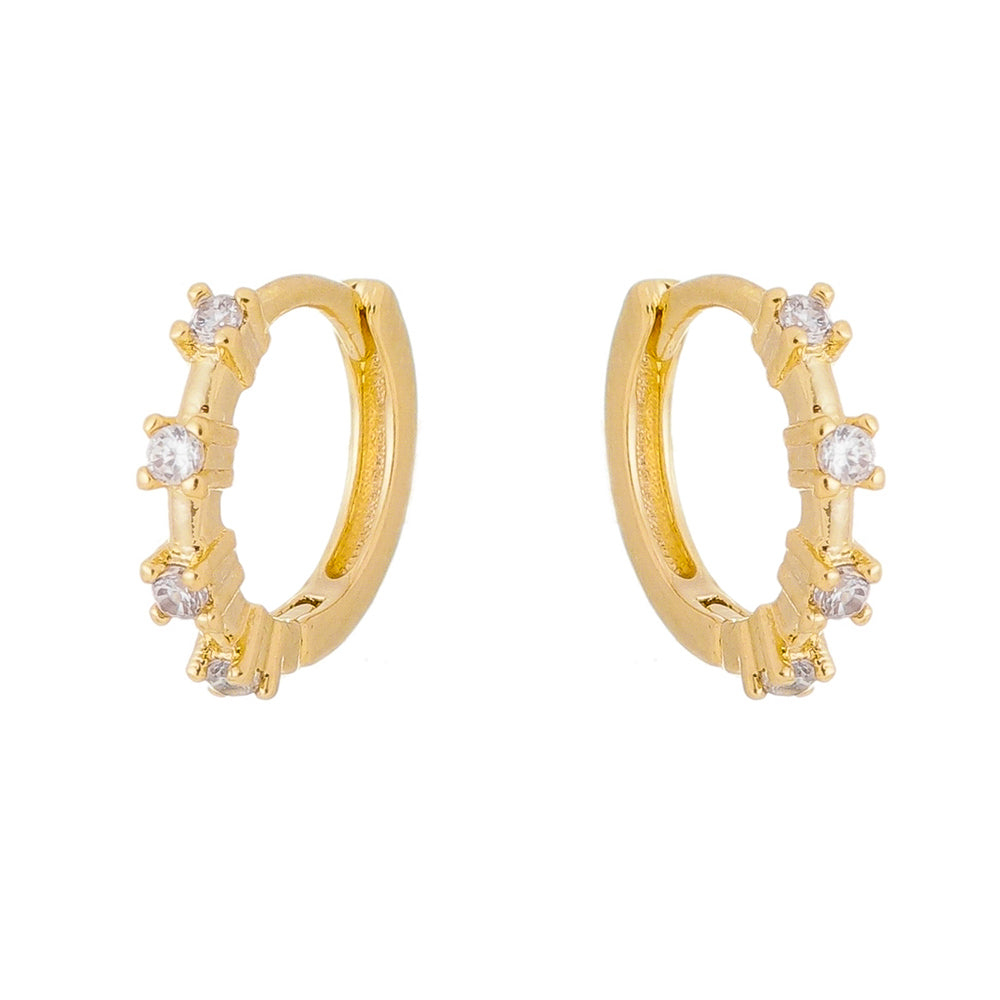 18k Gold / Rhodium Plated Hoop Earring with Zirconia