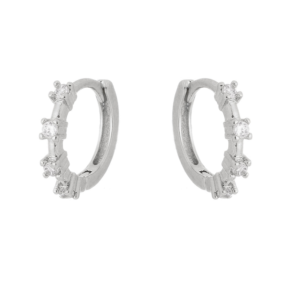 18k Gold / Rhodium Plated Hoop Earring with Zirconia