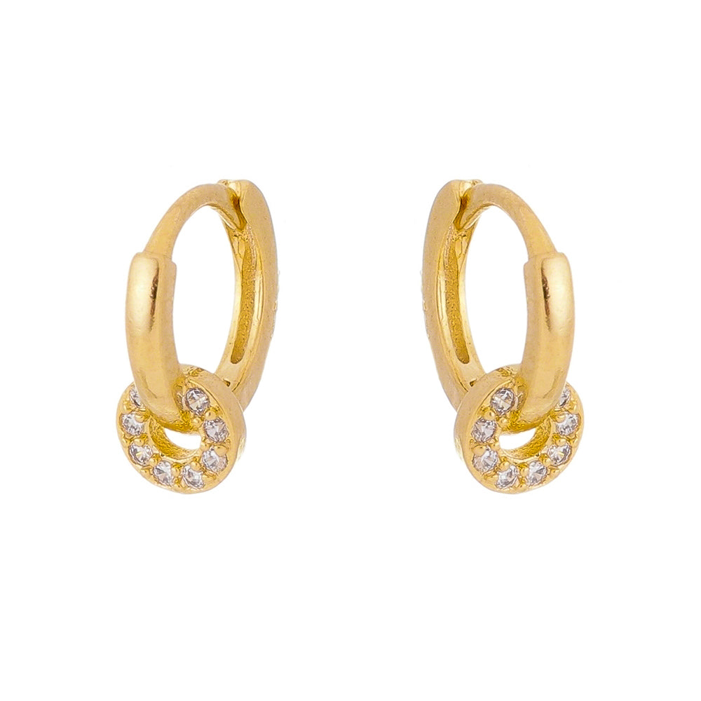 18k Gold / Rhodium Plated Hoop Earring with Small Ring
