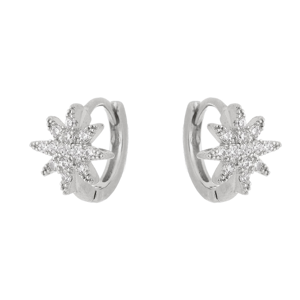 18k Gold / Rhodium Plated Small Star Hoop Earring