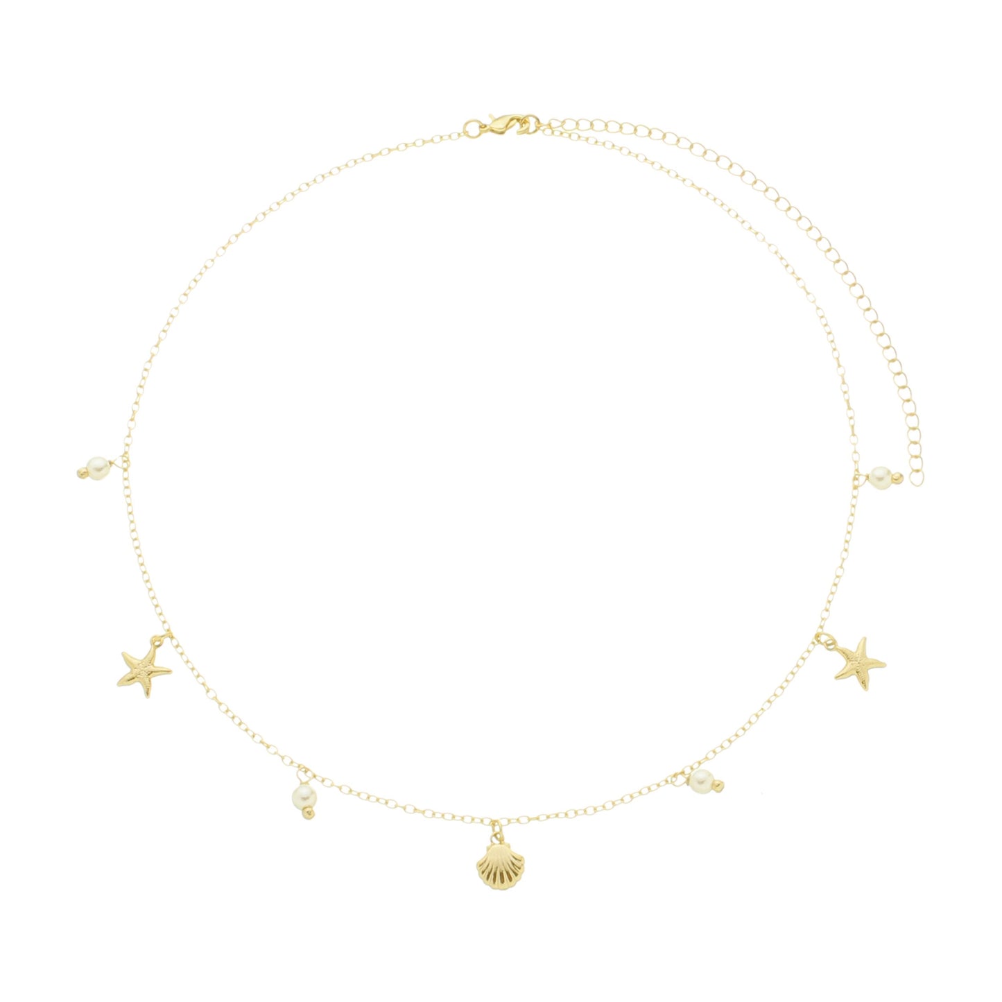 18k Gold Plated Delicate Choker with Shell and Star