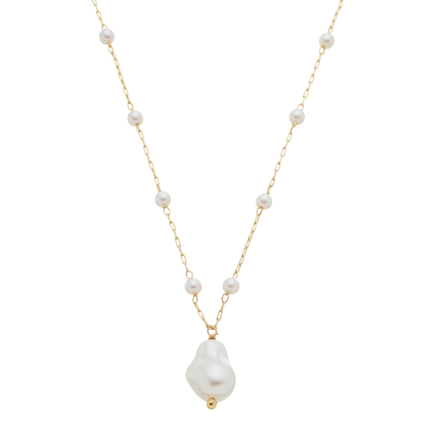 18k Gold Plated Elegant Necklace Featuring a Pearl Pendant
