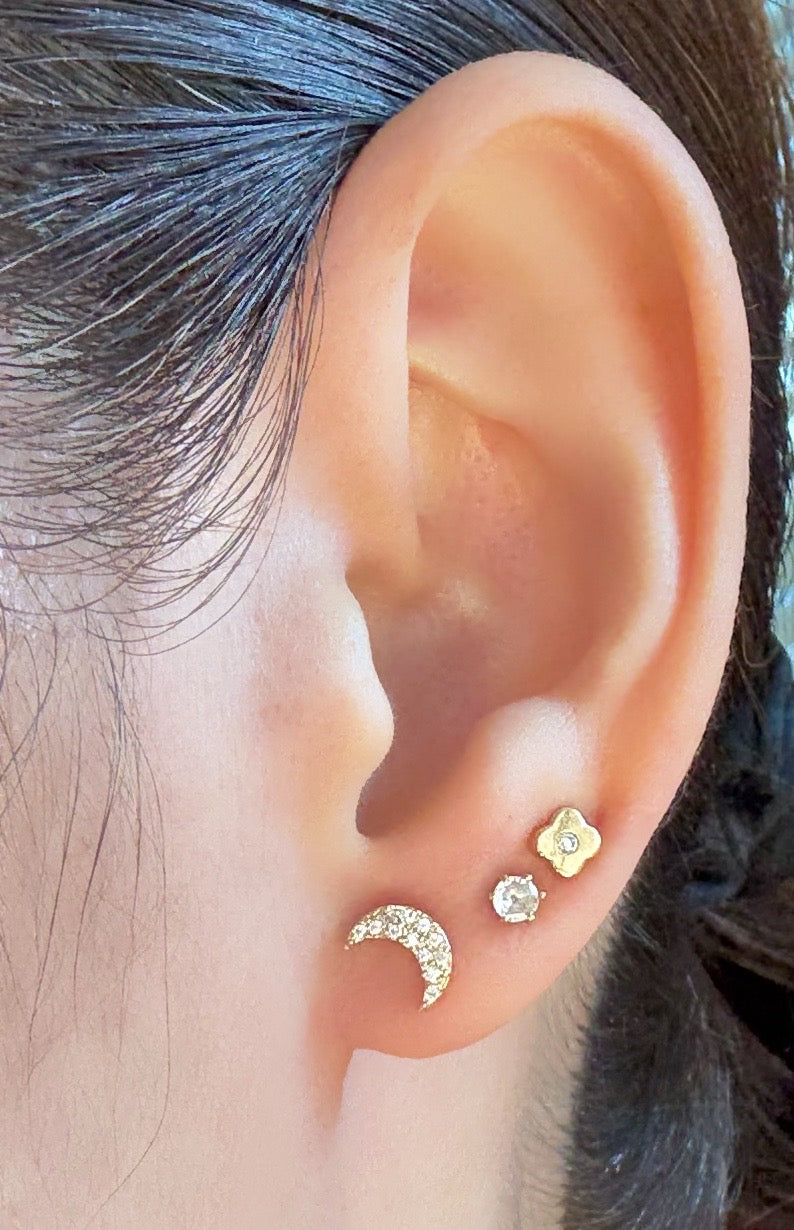 18k Gold Plated Crescent Moon Stud Earring