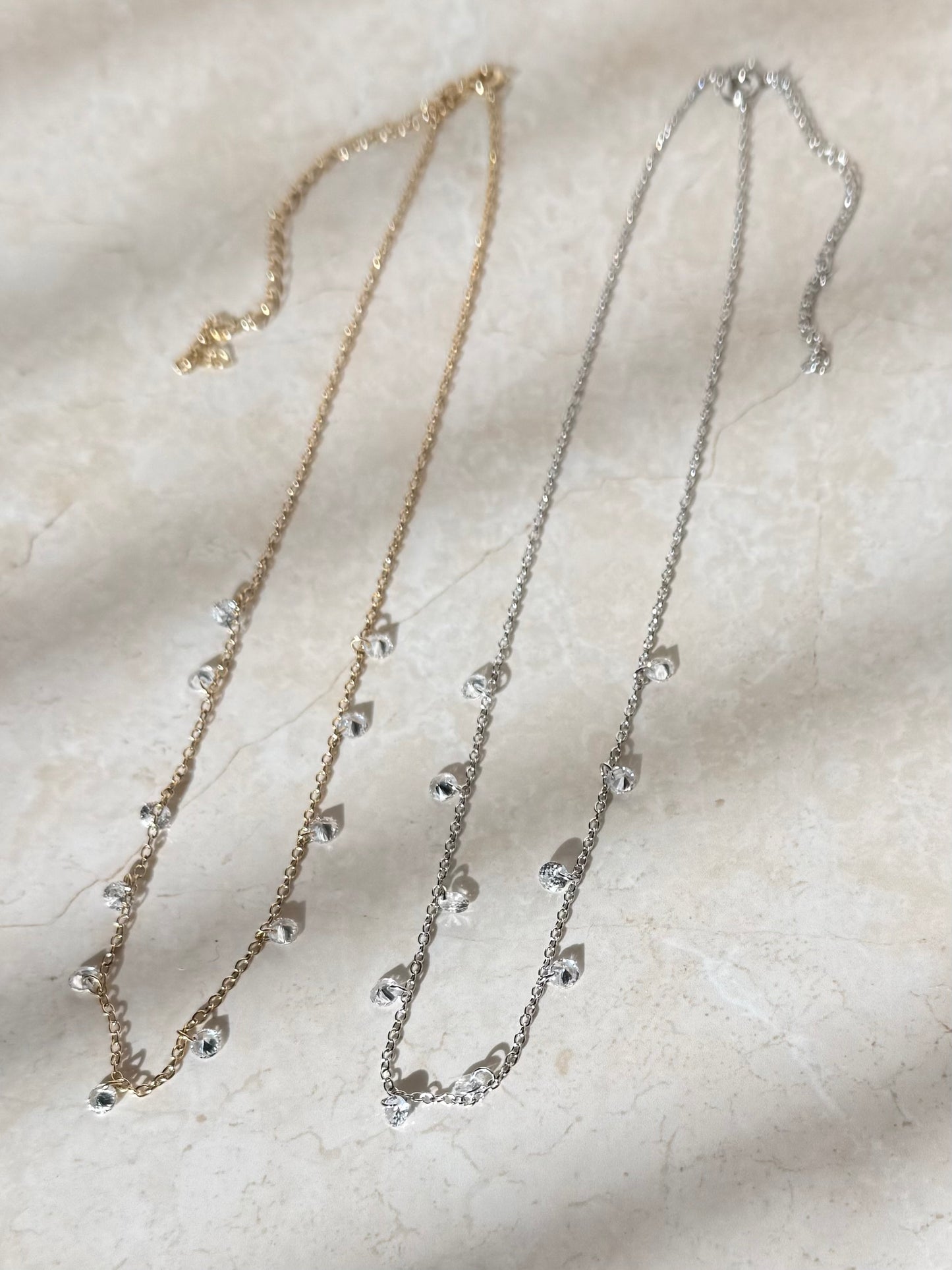 18k Gold/ Rhodiium Plated Delicate Choker with Zirconias