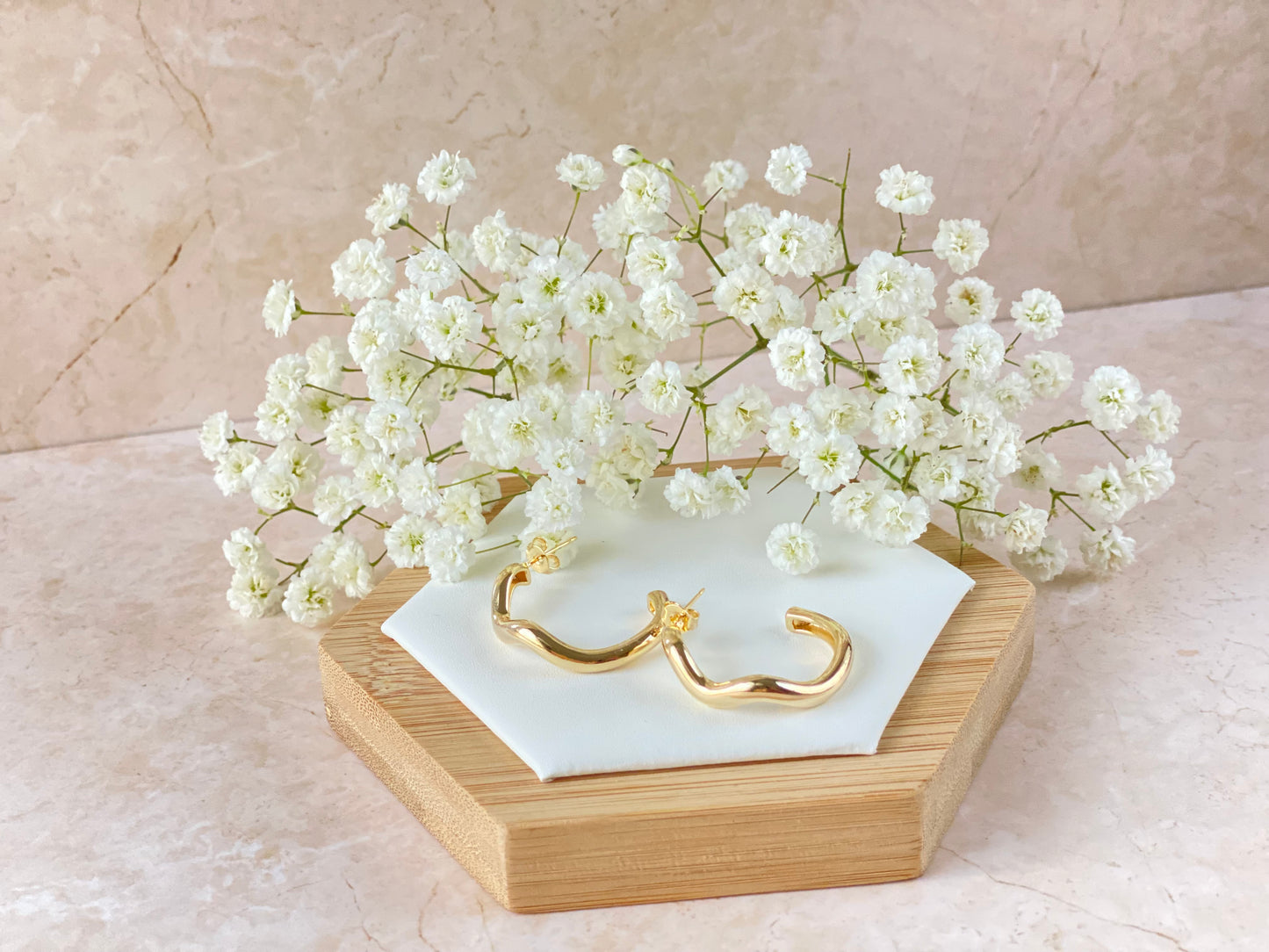 18K Gold Plated Medium Modern Organic Hoop Earring