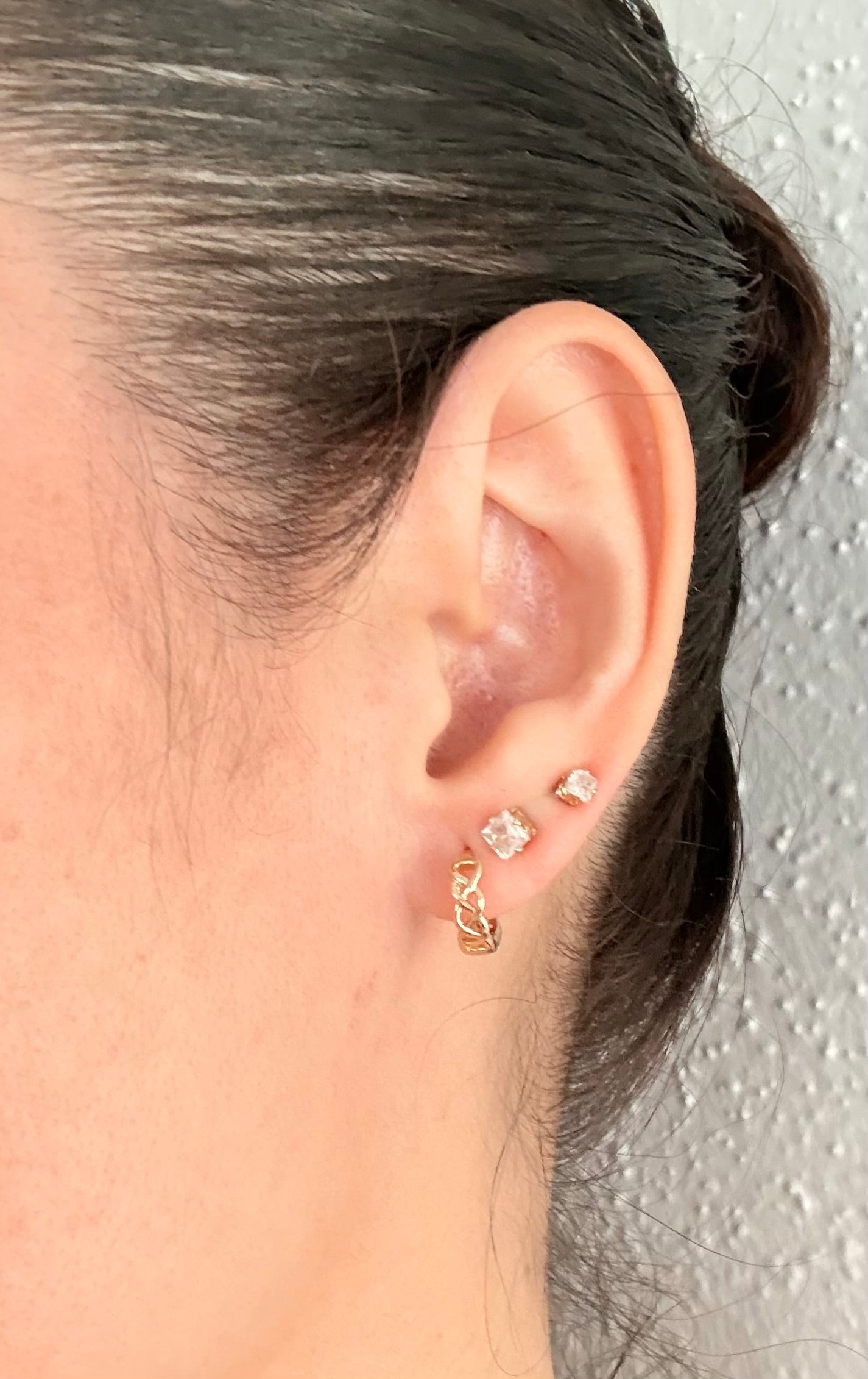 18k Gold Plated Braided Huggie Hoop Earrings