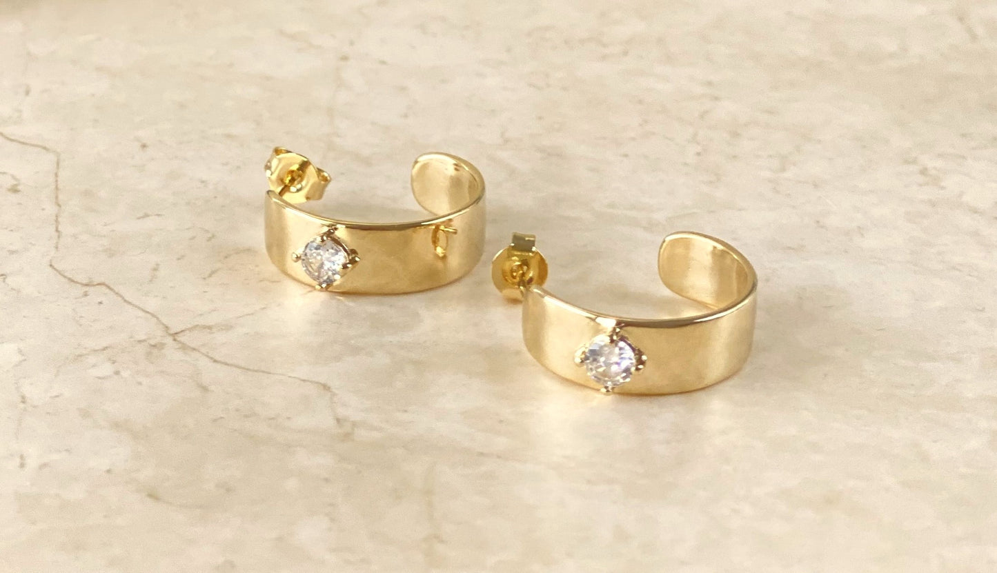 18K Gold Plated Hoop Earring with Cubic Zirconia
