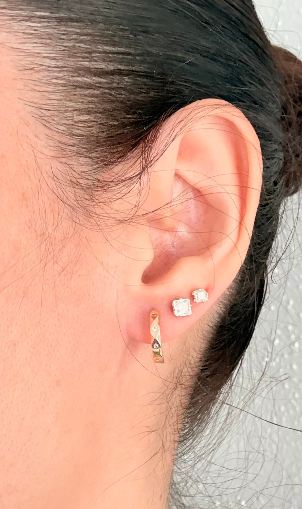 18k Gold Plated Tiny CZ Huggie Earrings