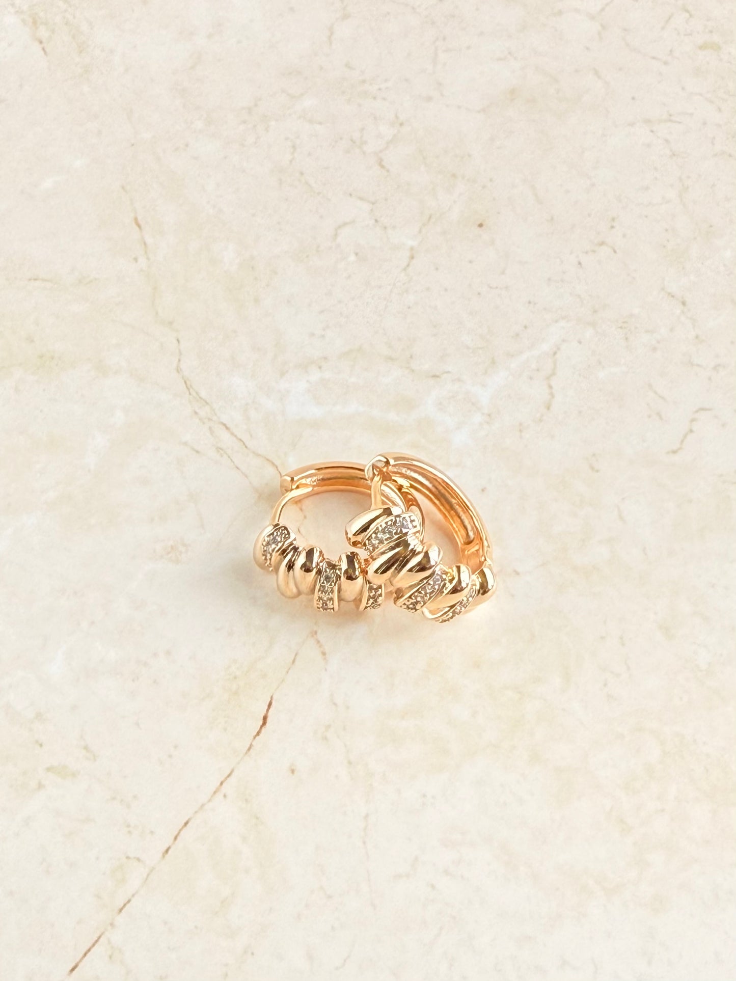 18k Gold Plated Modern CZ Huggie Earrings