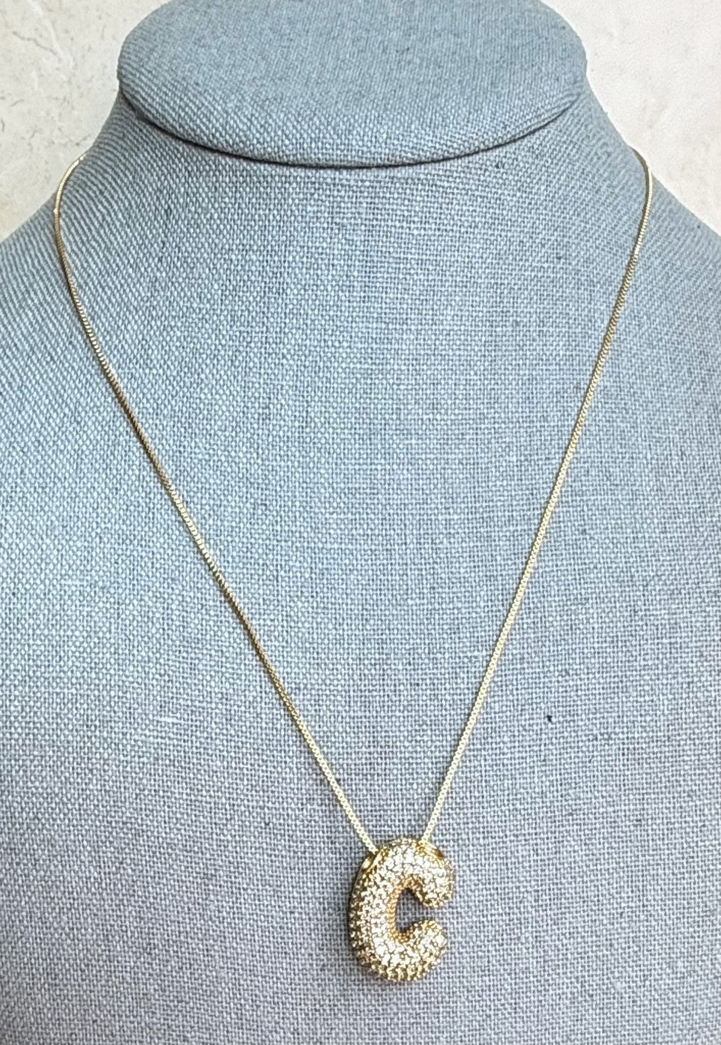 18k Gold Plated Bubble Initial Necklace