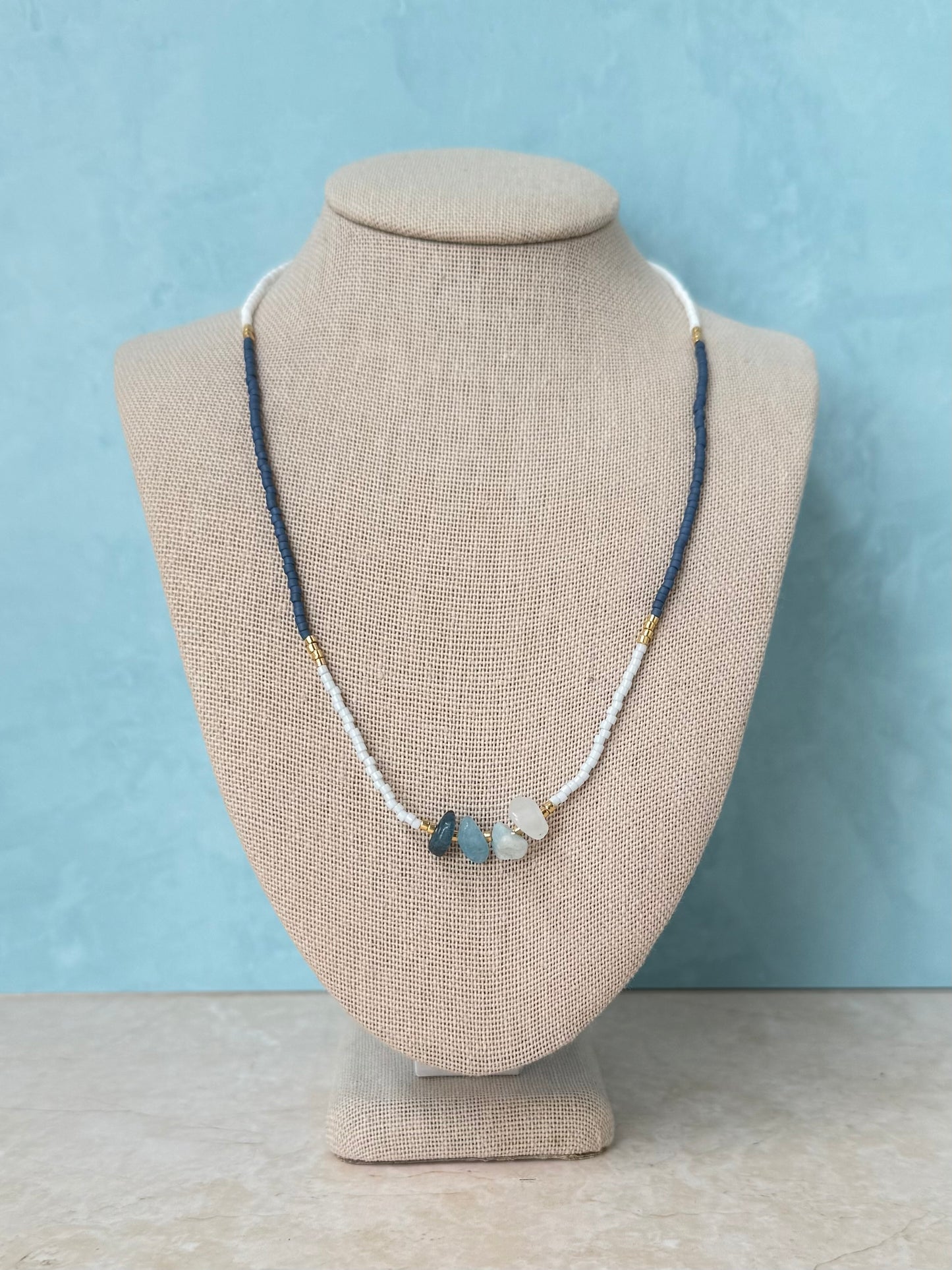 Handmade Aquamarine Beaded Necklace