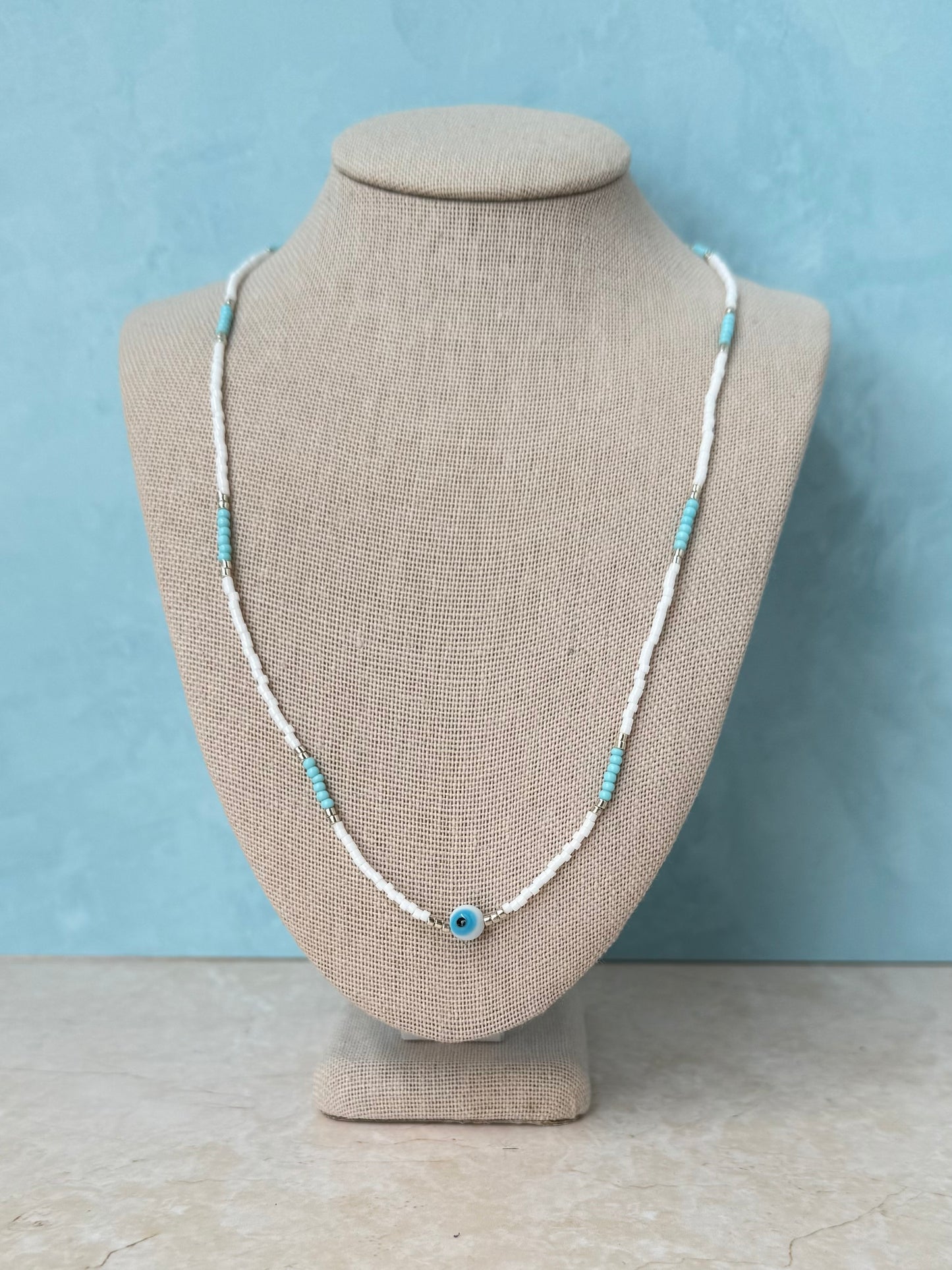 Handmade Rhodium Plated Evil Eye Necklace