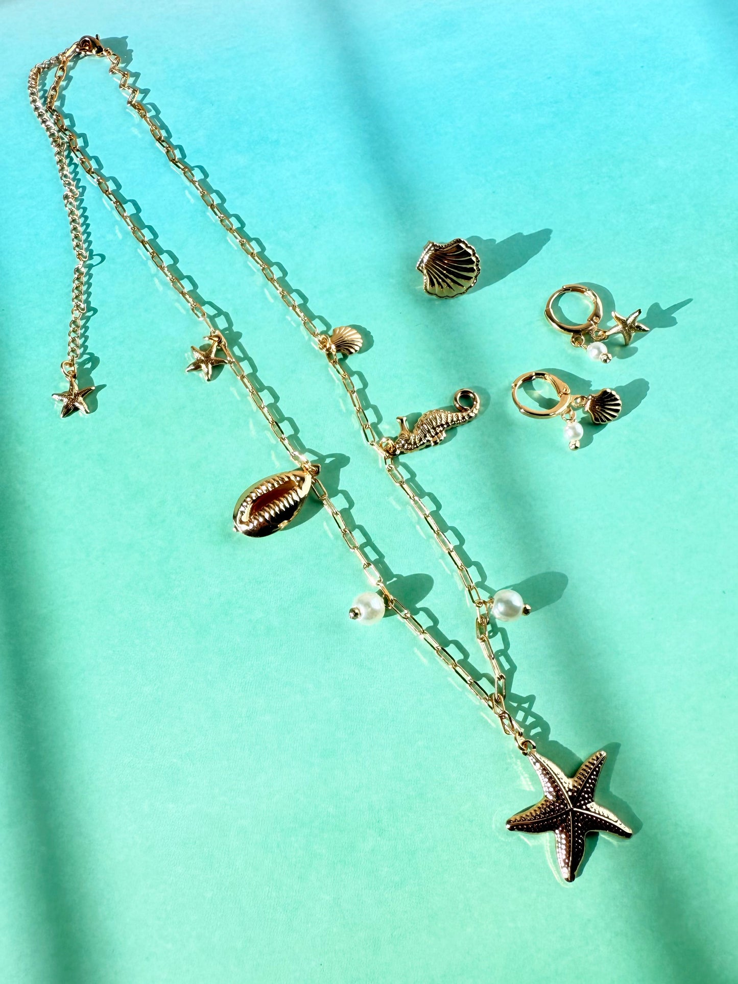 18k Gold Plated Under The Sea Necklace with Charms