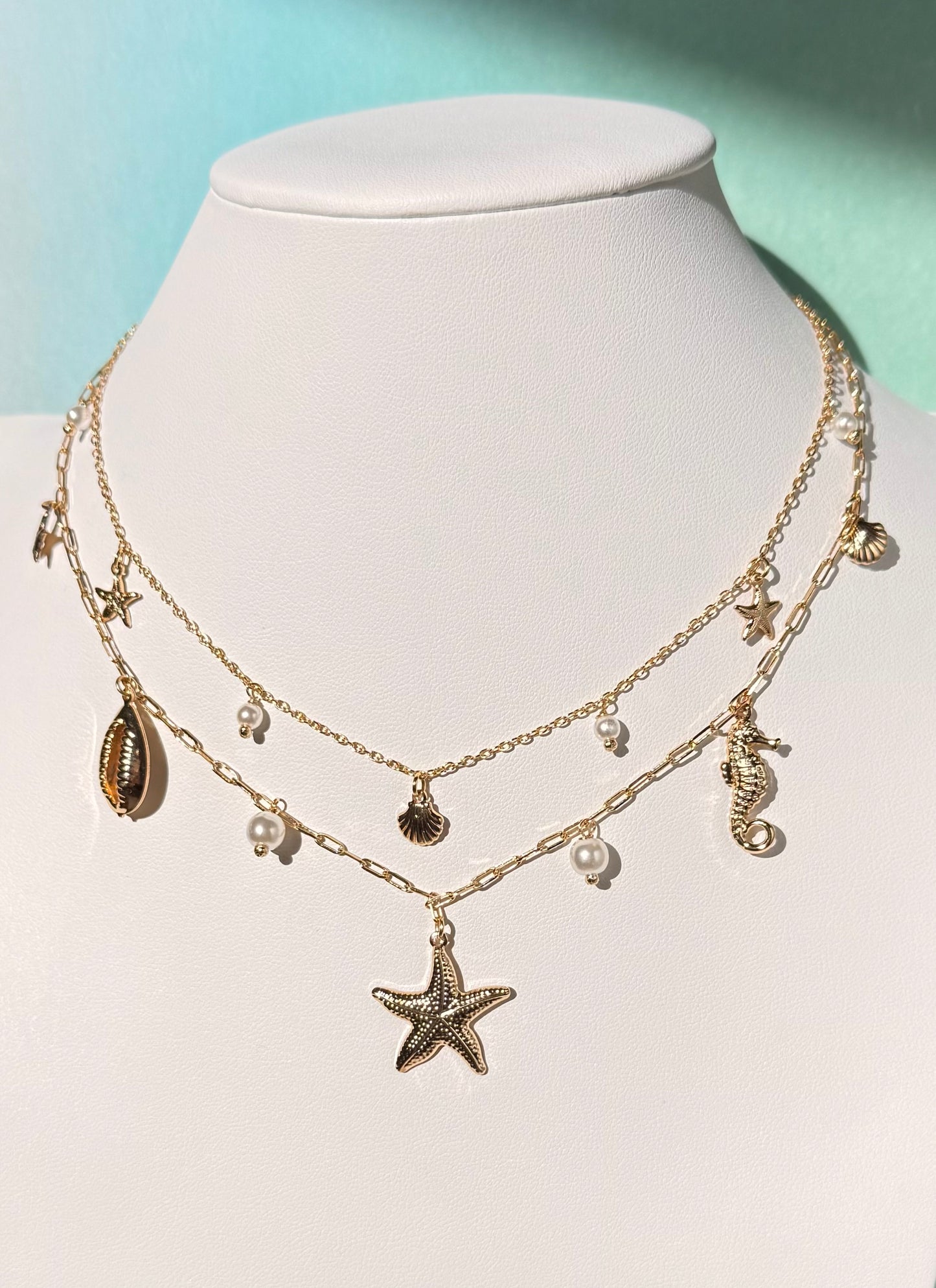 18k Gold Plated Under The Sea Necklace with Charms