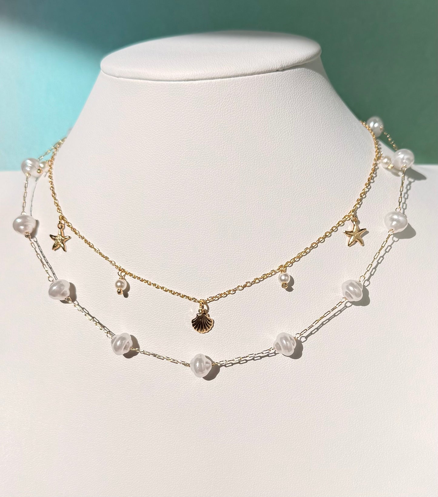 18k Gold Plated Delicate Choker with Shell and Star