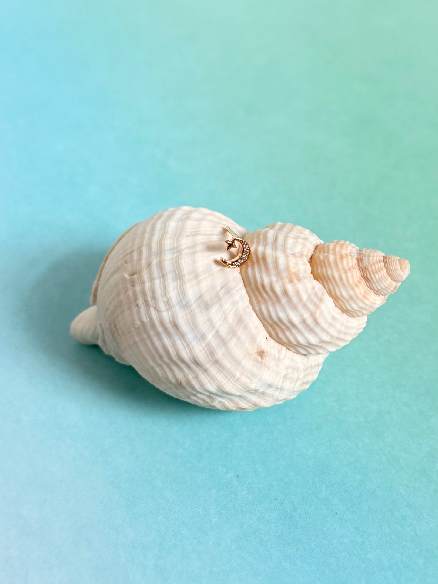 18k Gold Plated Celestial Crescent Stud Earring