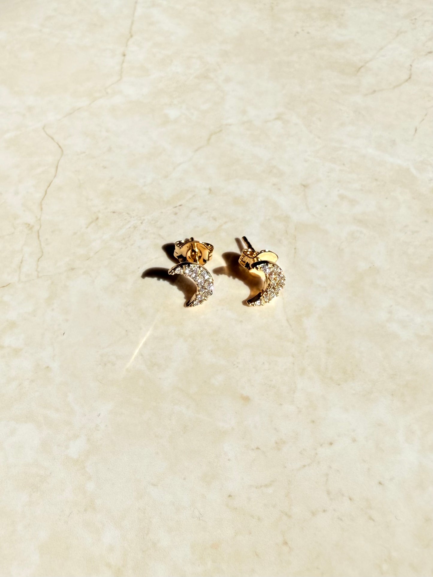 18k Gold Plated Crescent Moon Stud Earring