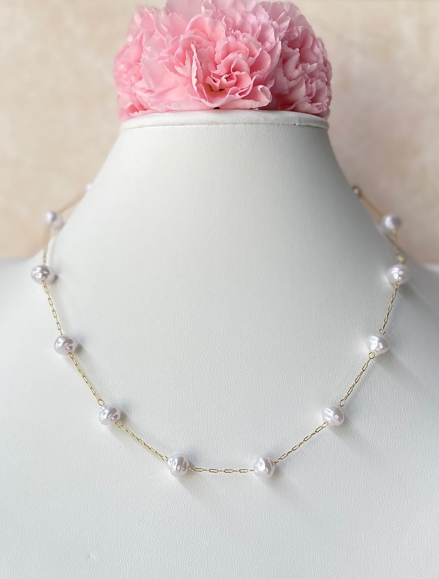18k Gold Plated Baroque Pearl Necklace