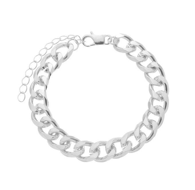 18K Gold and Rhodium Plated Cuban Chain Bracelet