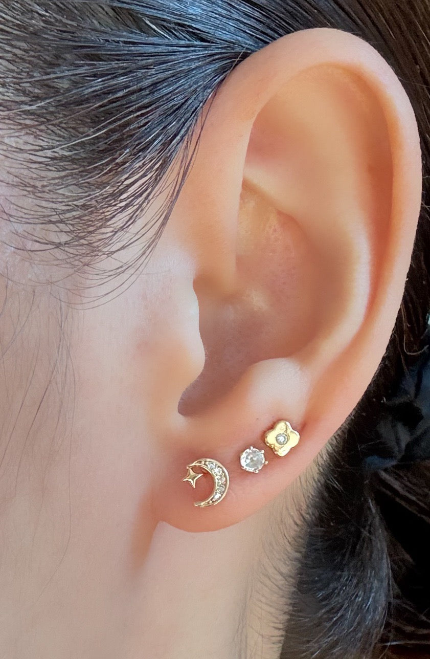 18k Gold Plated Celestial Crescent Stud Earring