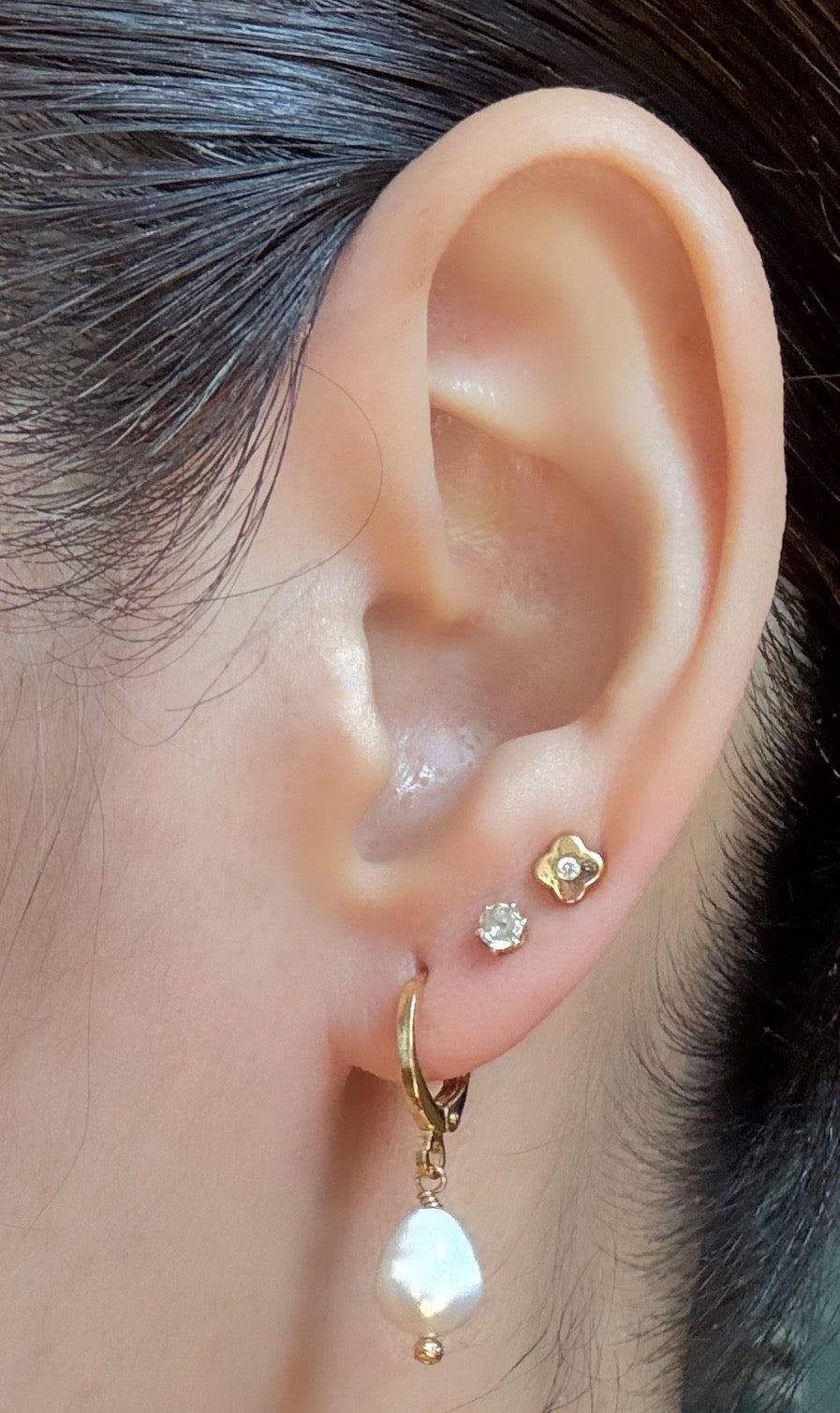 18k Gold Plated Freshwater Pearl Hoop Earring