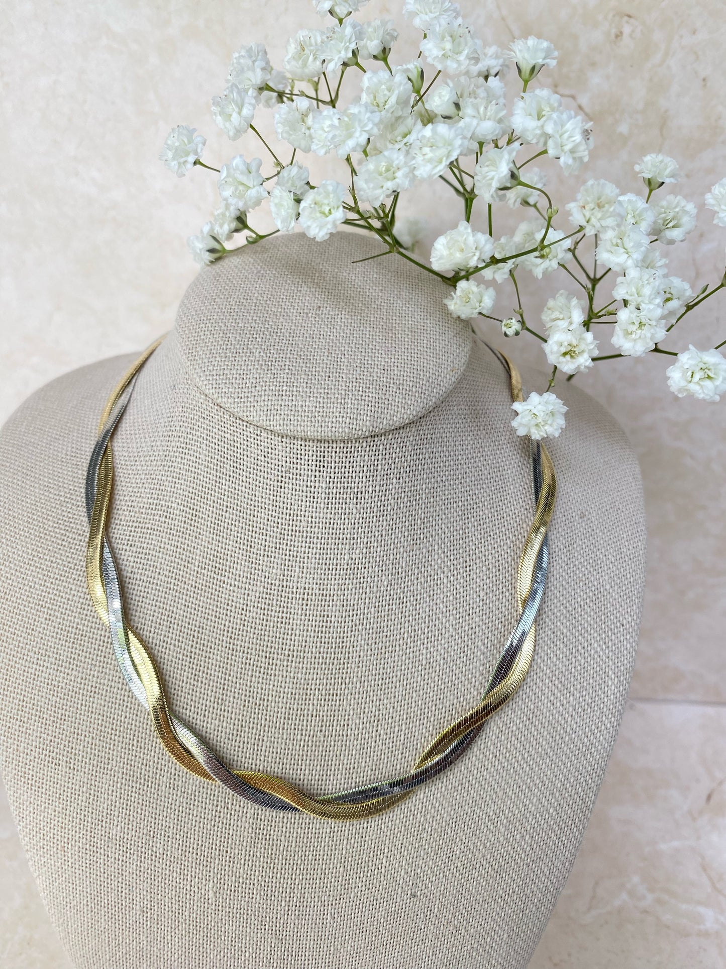 18k Gold Plated Herringbone Choker