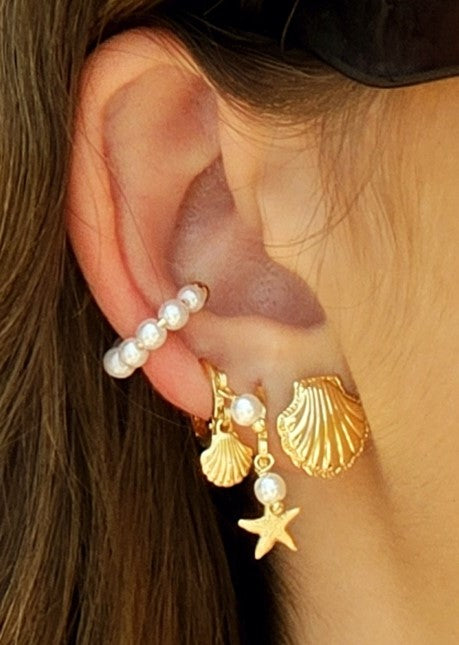 18k Gold Plated Under The Sea Mini Huggie Hoop Earring