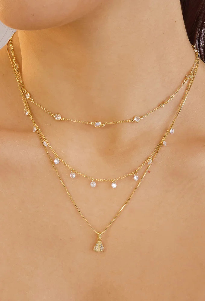 18k Gold/ Rhodiium Plated Delicate Choker with Zirconias