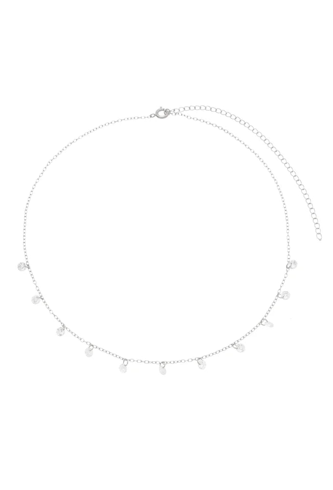 18k Gold/ Rhodiium Plated Delicate Choker with Zirconias