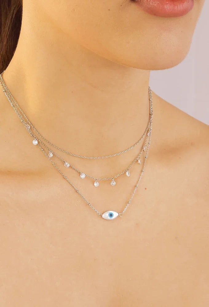 18k Gold/ Rhodiium Plated Delicate Choker with Zirconias