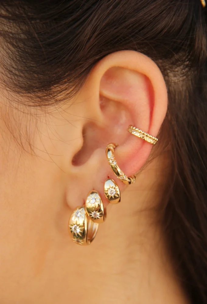 18k Gold / Rhodium Plated Star Hoop Earrings