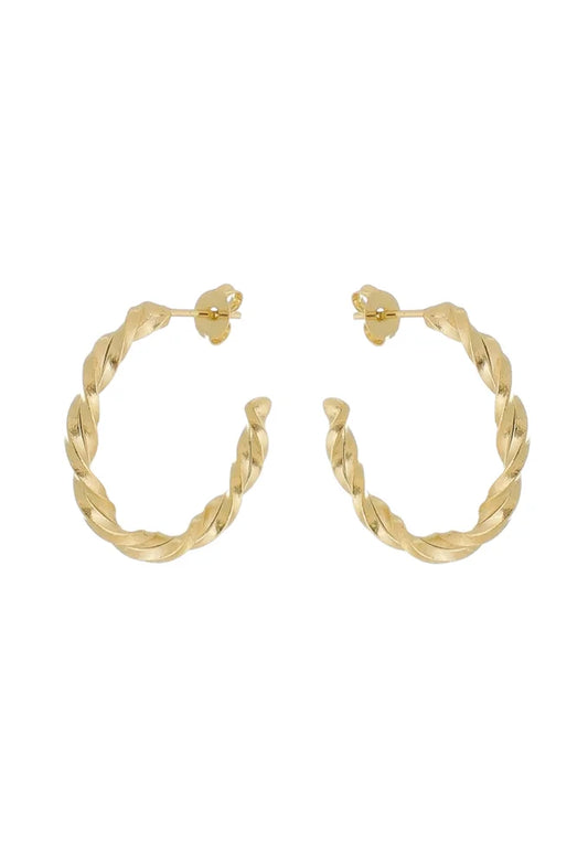 18k Gold Plated Twisted Hoop Earring