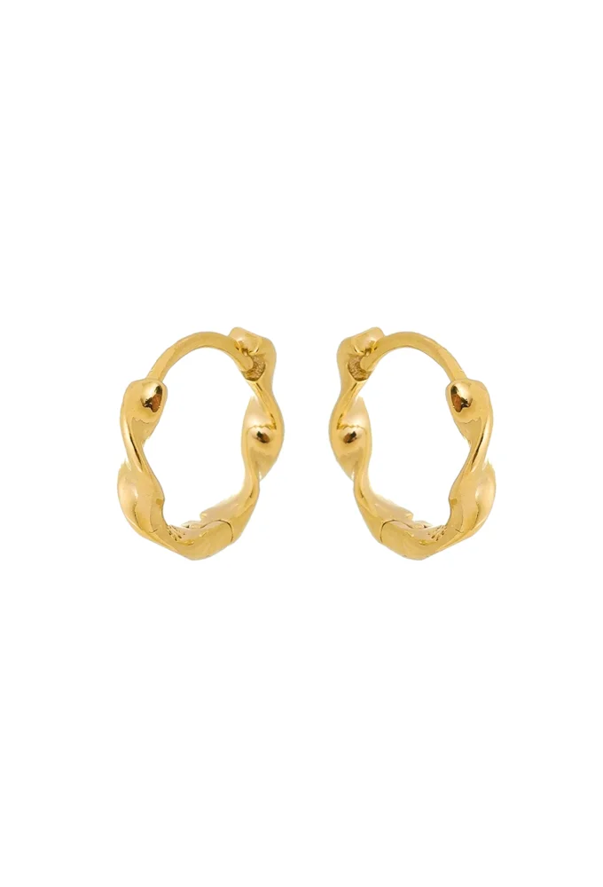 18 k Gold / Rhodium Plated Twisted Huggie Hoop Earrings