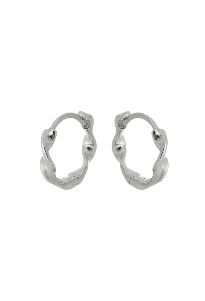 18 k Gold / Rhodium Plated Twisted Huggie Hoop Earrings