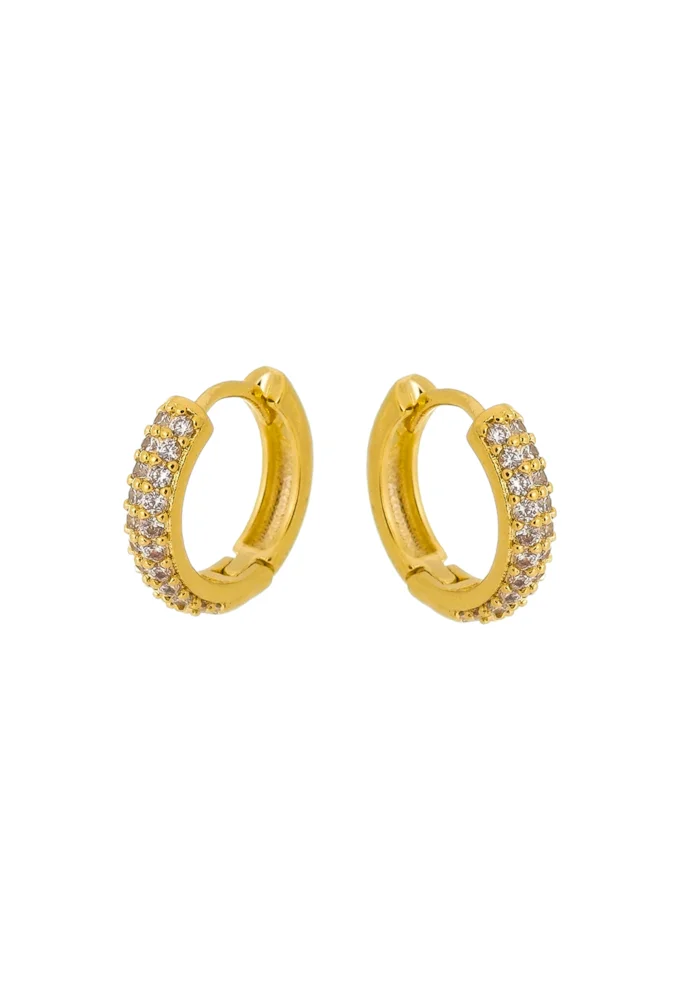 18k Gold / Rhodium Plated Pave Huggie Earrings