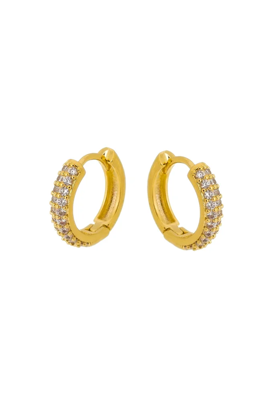 18k Gold / Rhodium Plated Pave Huggie Earrings