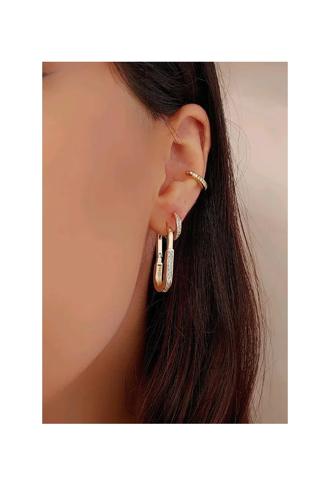 18k Gold Plated Everyday Pave Huggie Earrings