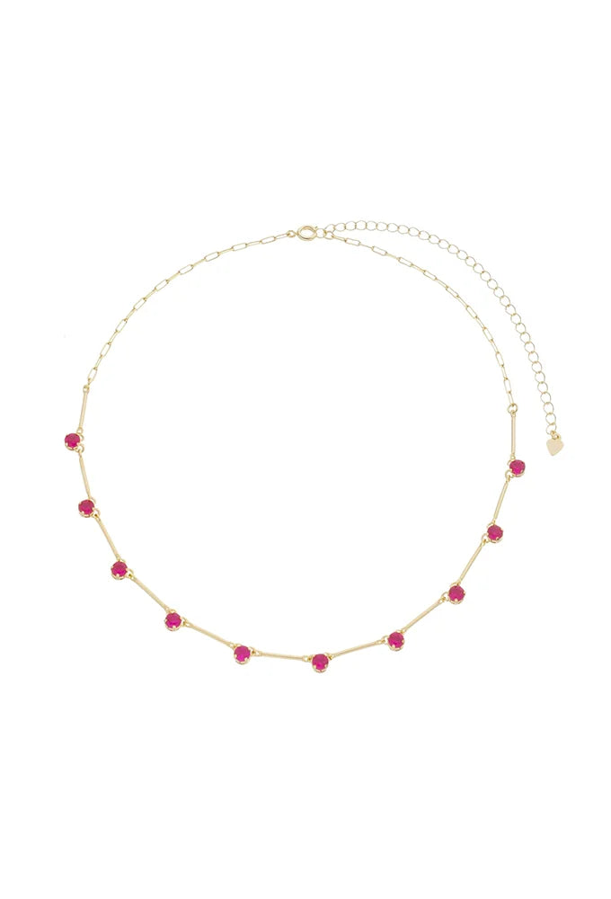 18k Gold Plated Tube Chain Choker with CZ