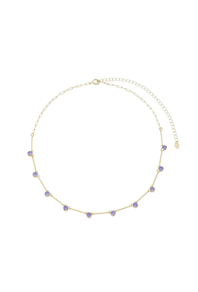 18k Gold Plated Tube Chain Choker with CZ