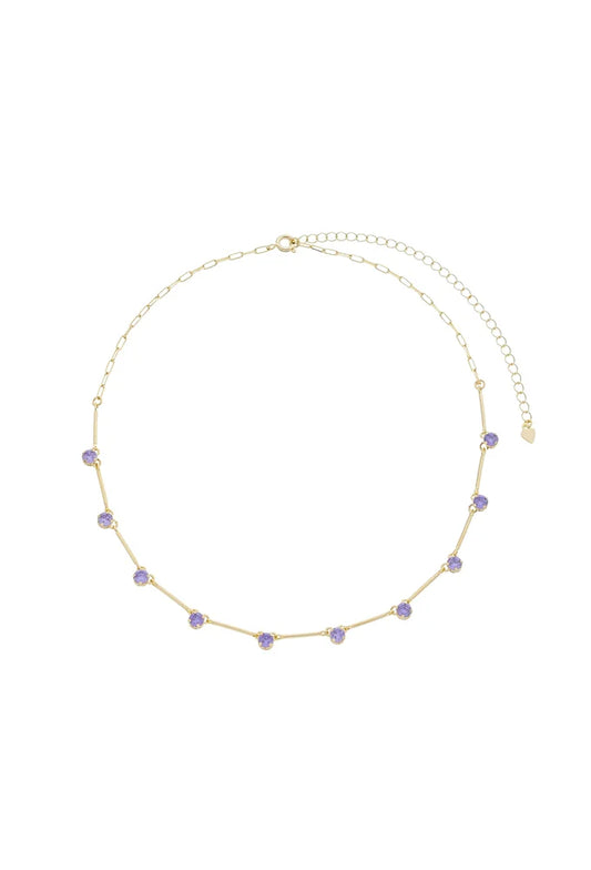 18k Gold Plated Tube Chain Choker with CZ