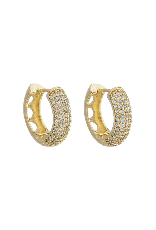 18k Gold Plated Bold CZ Hoop Earrings