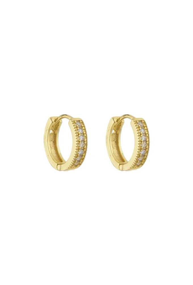 18k Gold Plated Delicate Pave Huggie Hoop Earrings