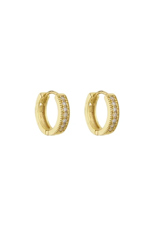 18k Gold Plated Delicate Pave Huggie Hoop Earrings